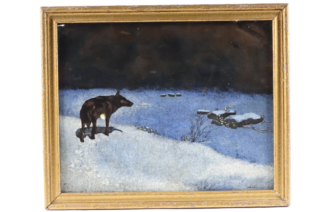 19th Century, The Wolf, Original Pastel on Felt