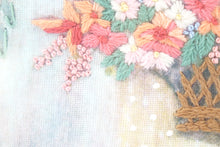 Load image into Gallery viewer, Child with Flower Basket Embroidery on Fabric Signed

