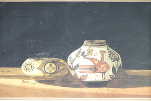 Pottery Print of Original Watercolor on Paper Signed includes Genuine Arrow h