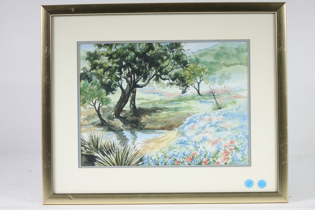 Landscape, Original Watercolor on Paper, Signed