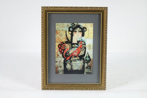 Persian Portrait of a Maiden Mixed Media Print Signed by Ovissi