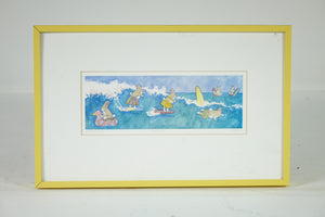 Surfing Rabbits Lithograph Signed Print