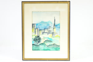 Cityscape Original Watercolor on Paper Signed