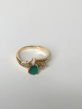 Load image into Gallery viewer, 14 Karat Yellow Gold Emerald Diamond Ring
