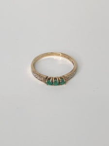 14 K Yellow Gold Emerald And Diamond Ring