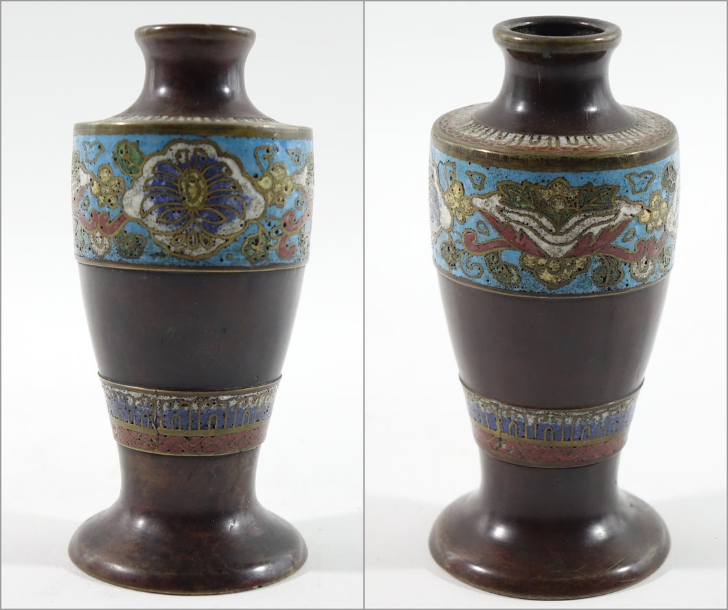 A Pair of Antique Chinese Bronze Cloisonne