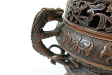 Load image into Gallery viewer, Beautiful Antique Chinese Bronze Tripod Urn with Foo Dog
