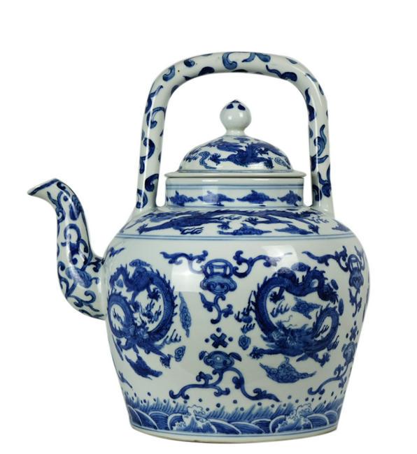Large Chinese Porcelain Teapot with Marking on the Bottom