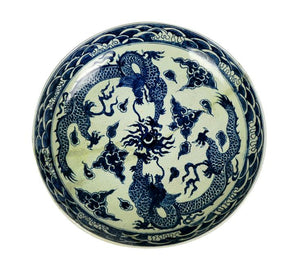 Antique Chinese Porcelain Large Plate with round marking on the bottom