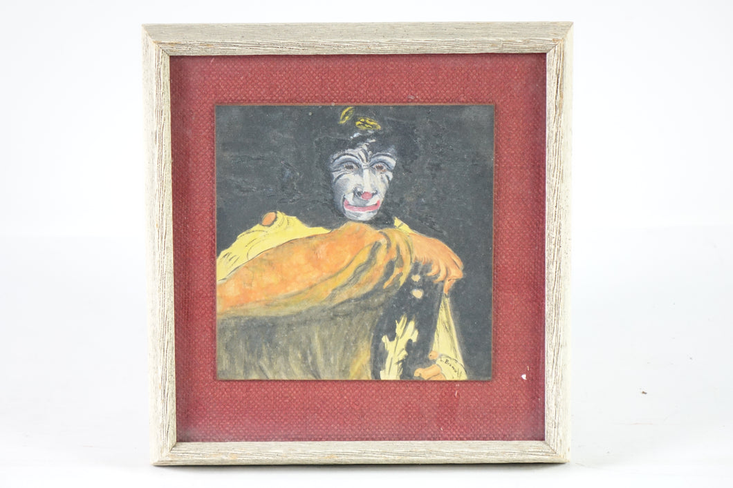 Stage Clown, Original Acrylic Painting on Board, Signed