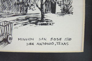 Mission San Jose 1720, Print of Original Pen & Ink Drawling
