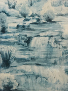 The Waterfalls Original Watercolor Signed on the Bottom