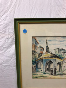 Antique Ottoman Original Watercolor Painting Signed on the Bottom