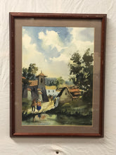Load image into Gallery viewer, The Village Original Watercolor Painting 1980 Signed on the Bottom
