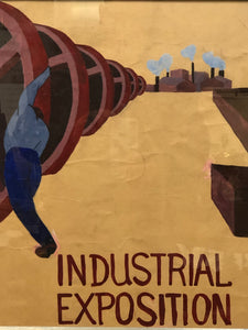 Industrial Exposition, Original Acrylic Painting on Paper