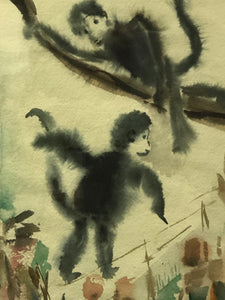 Monkeys, Original Watercolor on Paper