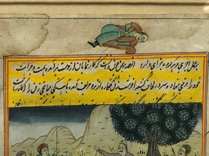 Battlefield, Antique Persian Original Watercolor on Paper, Signed