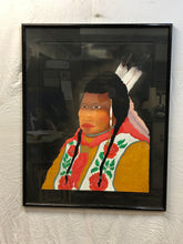 Load image into Gallery viewer, Portrait of an American Indian Brave, 1986, Original Acrylic on Paper, Signed
