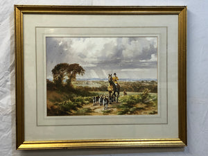 Fox Hunt, Original Watercolor, Signed