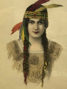 Hand-colored Portrait of an Indian Squaw, 1900, Signed