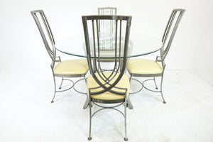 Modern Metal And Glass Table And 4 Chairs (49" x 49" x 30")