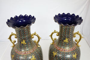 2 Large Hand-painted Chinese Vases (1'1.9" x 1'1.9" x 3'5.4")