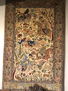 Very Fine Vintage Persian Isfahan Wool and Silk