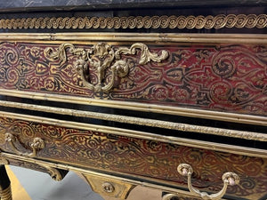 Louis XV, French Bronze Wood Marble Drawer Table