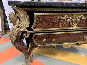 Louis XV, French Bronze Wood Marble Drawer Table