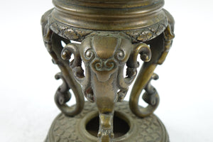 Antique Chinese Bronze Tripod on Stand
