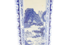 Load image into Gallery viewer, Tall Chinese Blue and White Porcelain Vase with marking on the bottom
