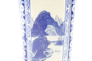 Tall Chinese Blue and White Porcelain Vase with marking on the bottom