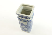 Load image into Gallery viewer, Tall Chinese Blue and White Porcelain Vase with marking on the bottom
