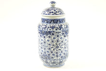 Load image into Gallery viewer, Vintage Chinese Blue and White Porcelain Jar with Lid
