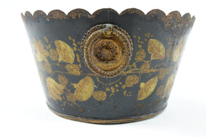 Antique British Hand Painted Metal Vase Holder
