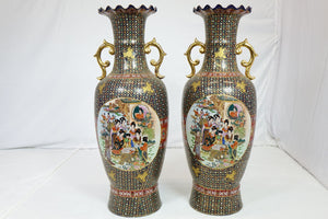 2 Large Hand-painted Chinese Vases (1'1.9" x 1'1.9" x 3'5.4")