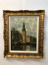 Load image into Gallery viewer, Clock Tower Antique Original Oil on Canvas Signed at the Bottom

