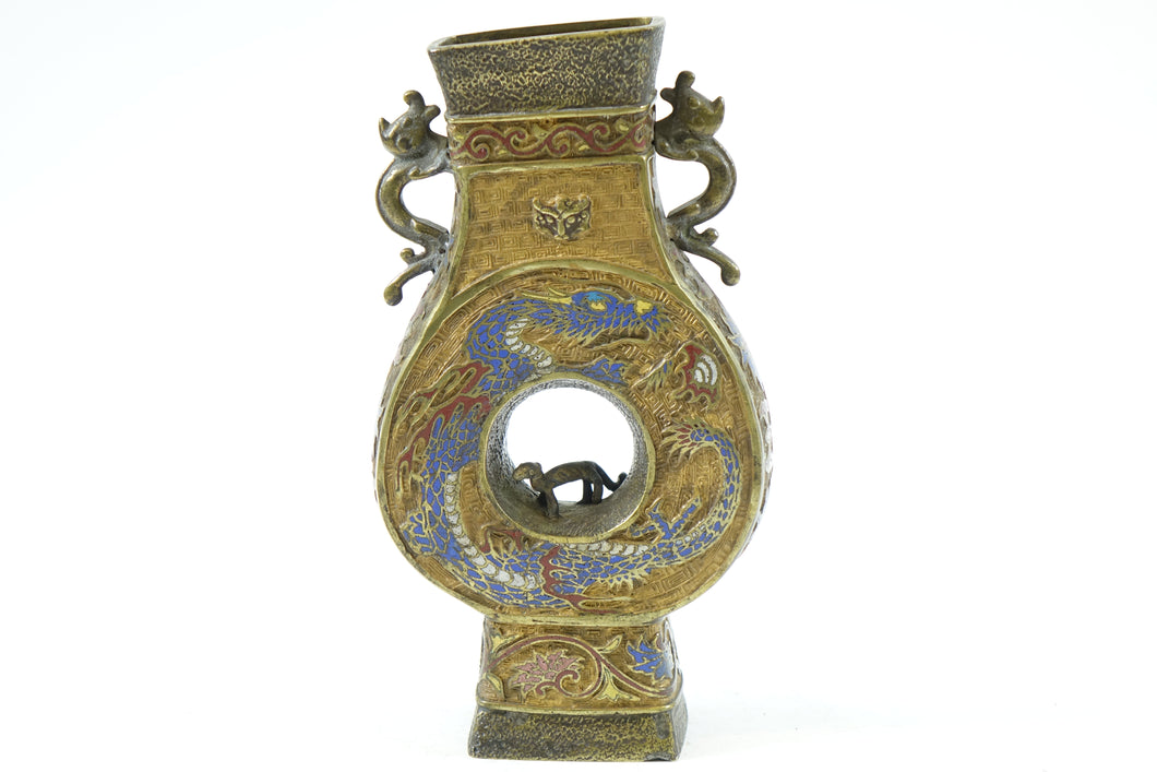 Antique Chinese Enameled Bronze Vase