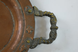 Antique Copper Tray with Brass Handles