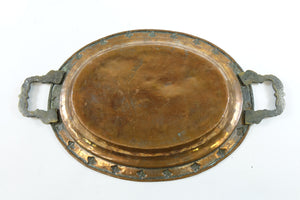 Antique Copper Tray with Brass Handles