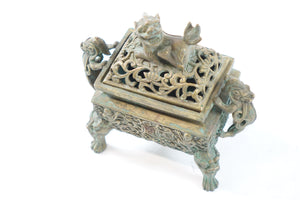Antique Bronze Chinese Foo Lion Incense Burner - Marked Ming Dynasty
