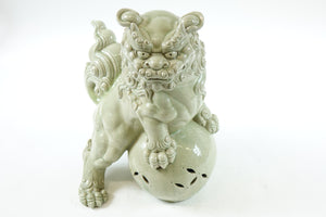 Large Antique Chinese CELADON Porcelain Foo Lion
