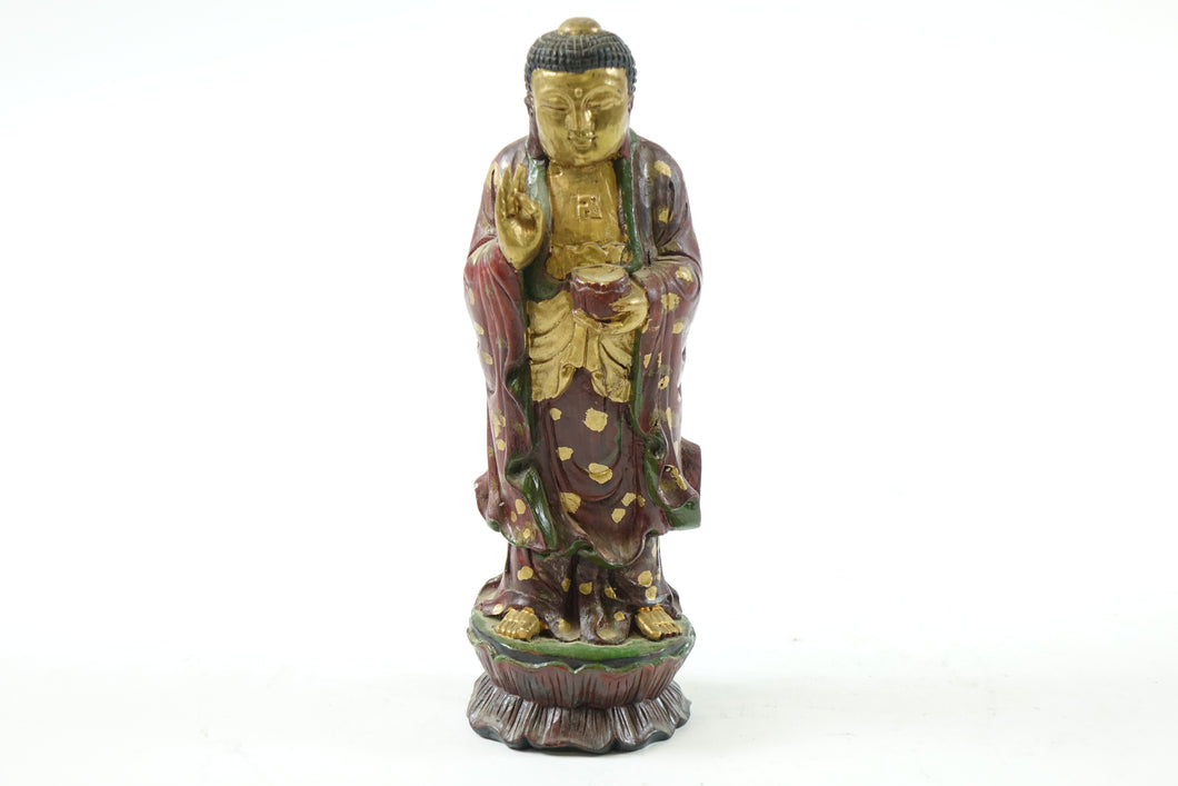 Antique Painted Wooden Carved of Buddha