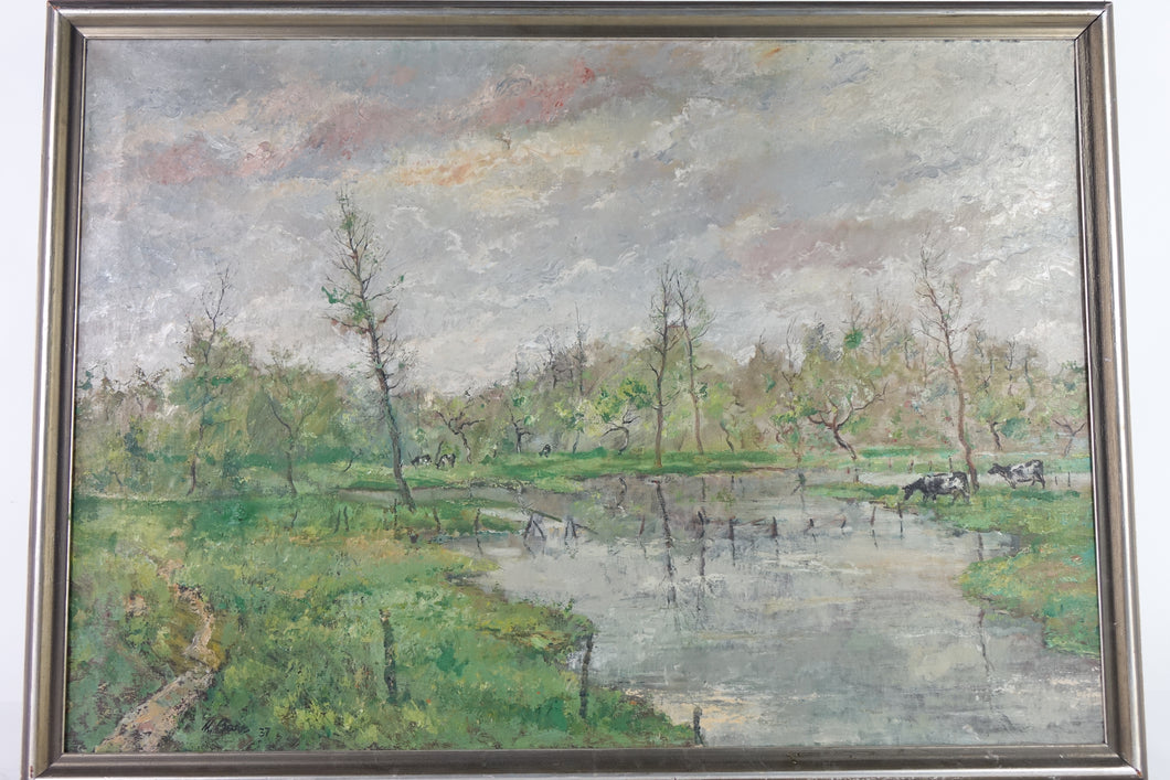 The Farm Oil on Canvas 1937 Signed on the Bottom