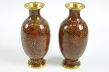 Load image into Gallery viewer, Pair of Brass Decorative Cloisonne Vases
