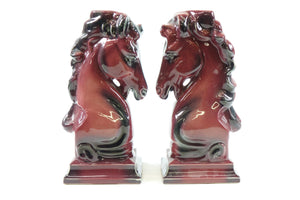 Pair of European Porcelain Bookends of Horses