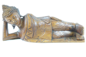Antique Chinese Wood Sculpture of Lying Buddha