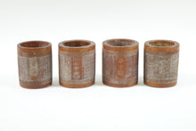 Load image into Gallery viewer, Four Heavily Carved Chinese Cylinder Wood Vases
