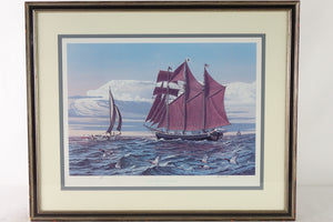 Schooner Alexandria at Smith Point Print of Original Oil Painting on Canvas Si