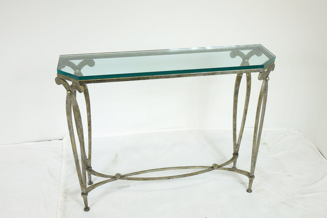 Beautiful Modern Metal And Glass Side Table (45.5
